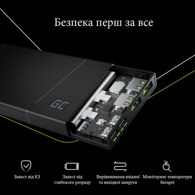 УМБ GreenCell GC PowerPlay10S 10000мАч fast charging 2x USB Ultra Charge and 2x USB-C Power Delivery 18W (PBGC02S) PBGC02S