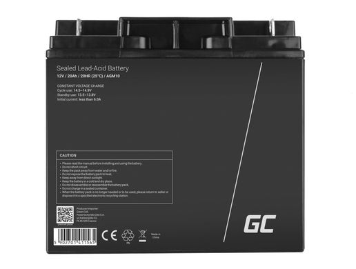 Аккумуляторная батарея Green Cell AGM 12V 20Ah VRLA Battery, AGM10 AGM10